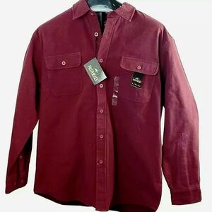 NWT Redhead 100% Cotton Button Up Burgundy Shirt Men's Medium M Warm Thick New